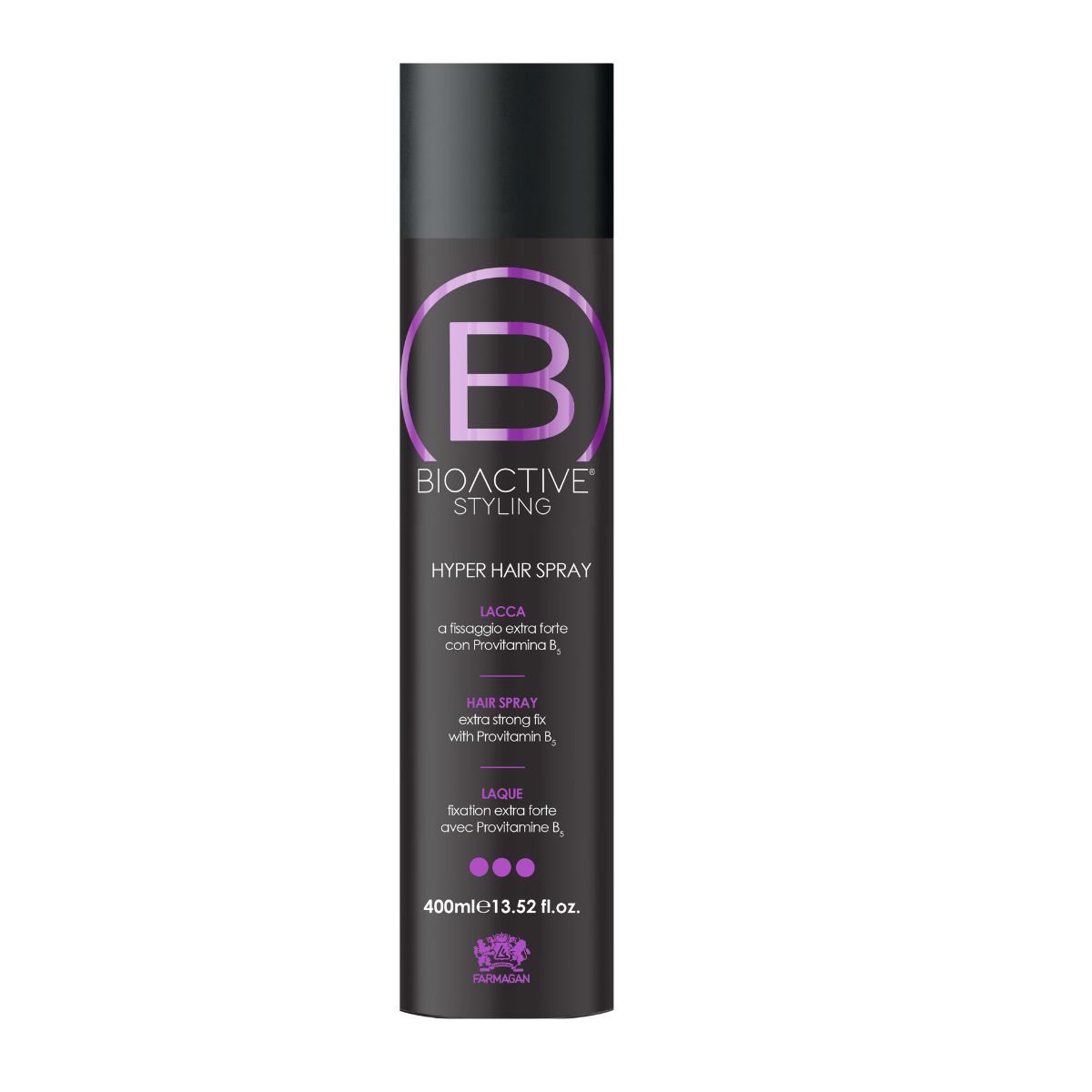 Bardzo Mocny Lakier Utrwalający o Zapachu Wieloowocowym FARMAGAN BIOACTIVE STYLING HYPER HAIR SPRAY 400ml - obrazek 1