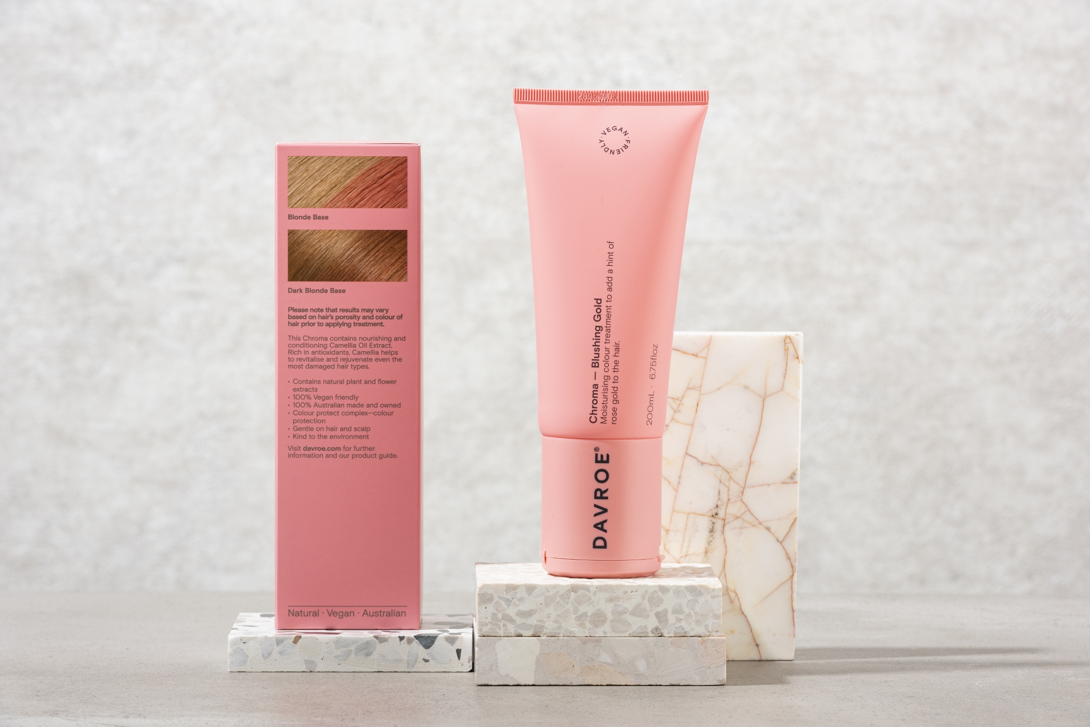 Kuracja Koloryzująca Do Włosów DAVROE Chroma Blushing Gold 200ml - obrazek 2